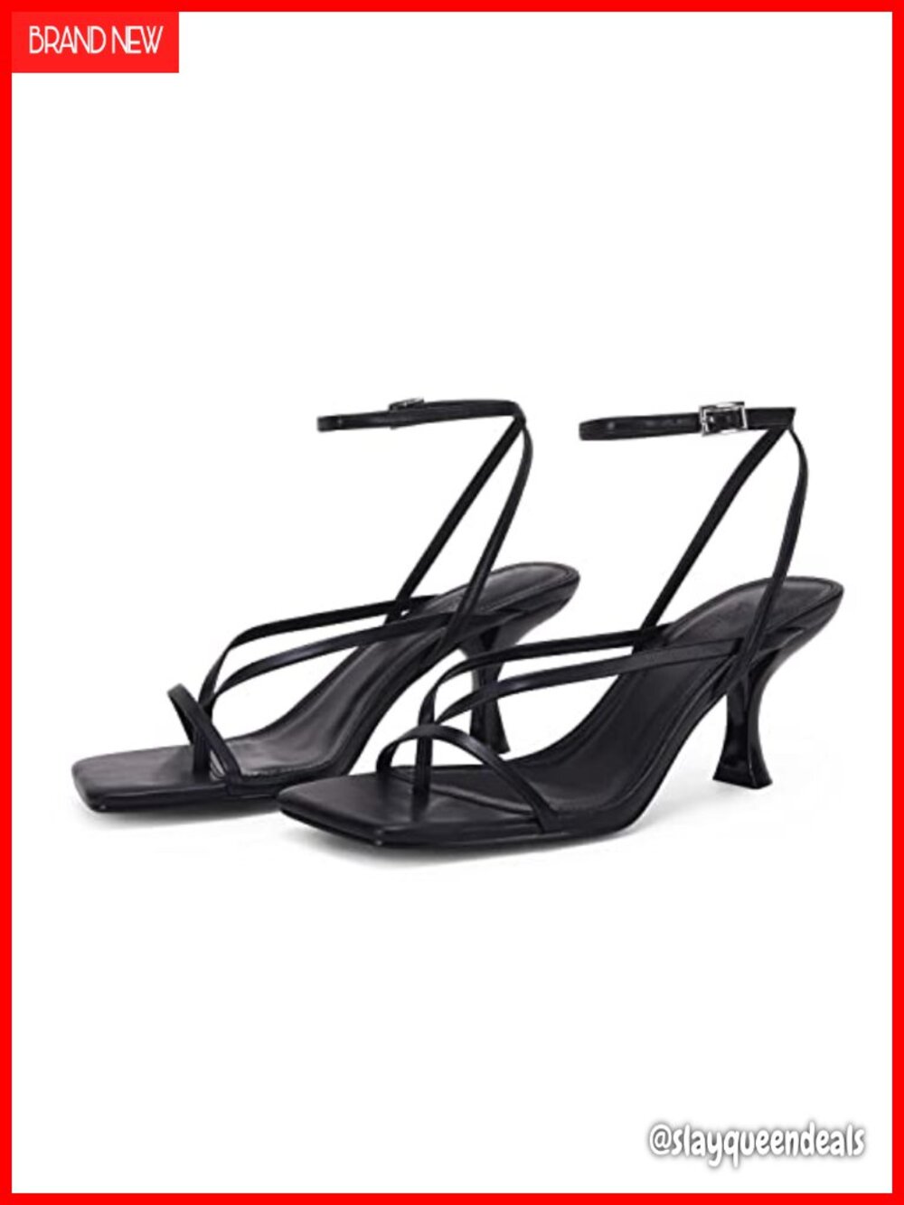 PiePieBuy Women's Lace Up Heeled Sandals Square Open Toe Strappy Party Shoes